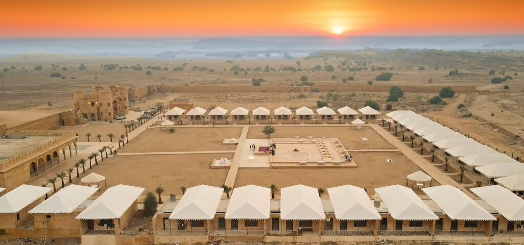 campside in the desert of jaisalmer